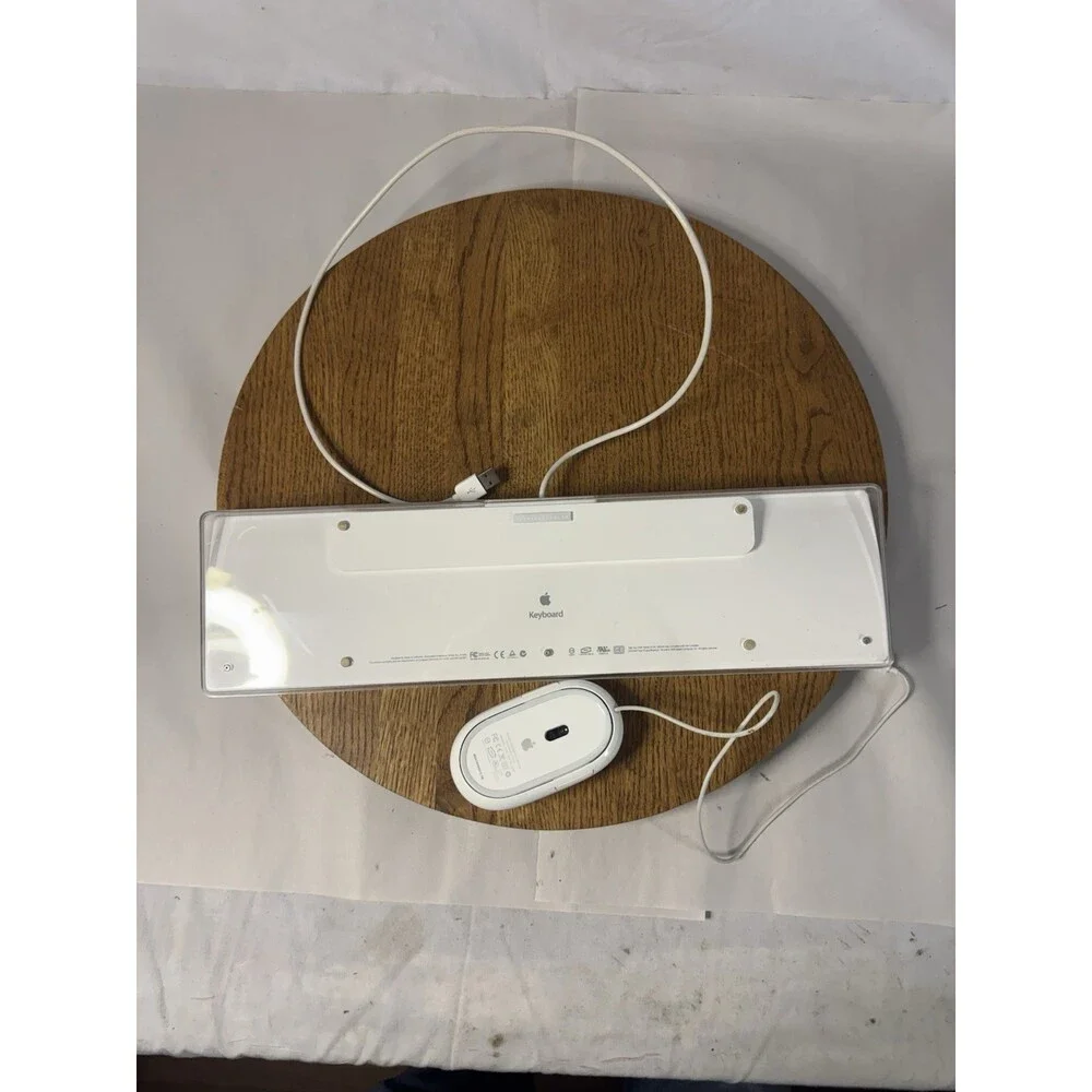 Vintage Apple A1048 Wired USB Keyboard A1152 Mighty Mouse White Mac Combo